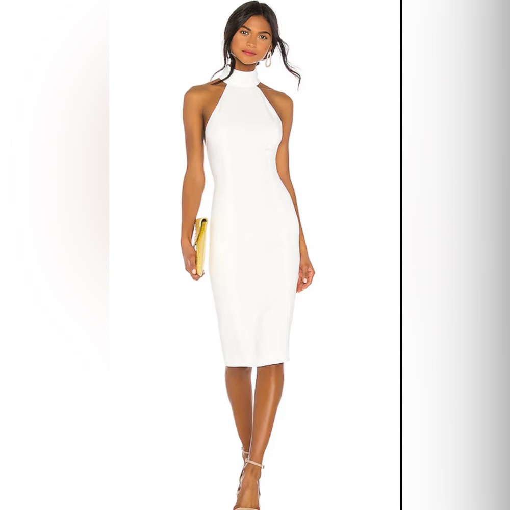 JAYGODFREY Soori Halter Neck Midi Dress in Light Ivoy